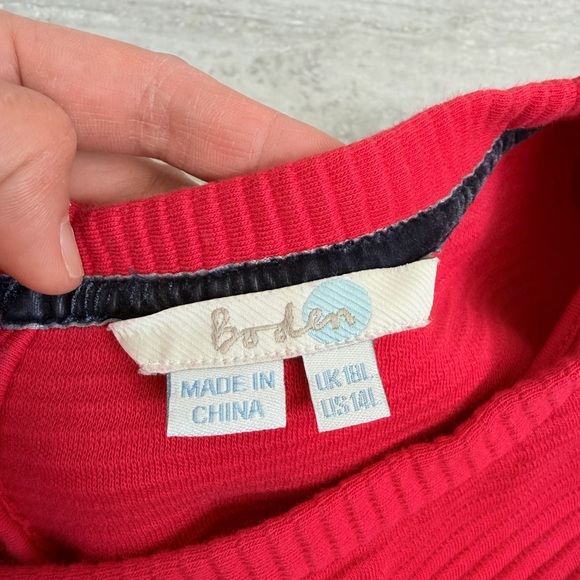 Boden Red Textured Shift Dress Pockets 3/4 Sleeve Work Office Size 14 L - Picture 9 of 9